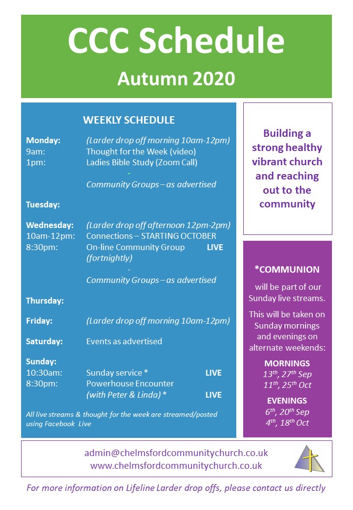 CCC Schedule Autumn 2020